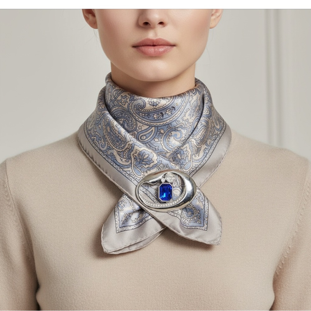 Parklane Stunning Silver and Blue Gem Brooch